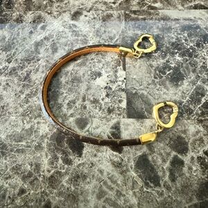 Louis Vuitton Brown Leather Bracelet with Gold Heart Clasp